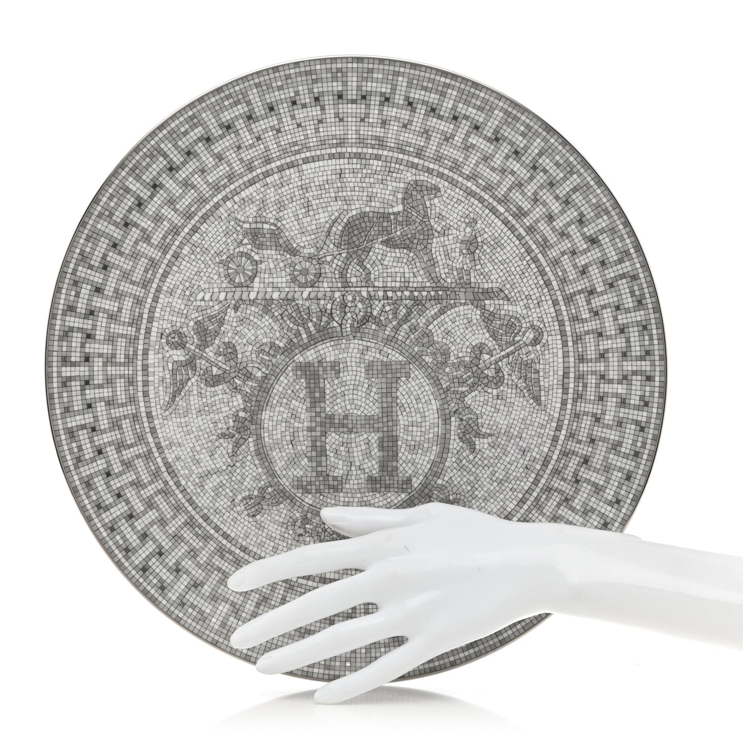 Hermes Porcelain Mosaique au 24 Platine Tart Platter 2 of 6
