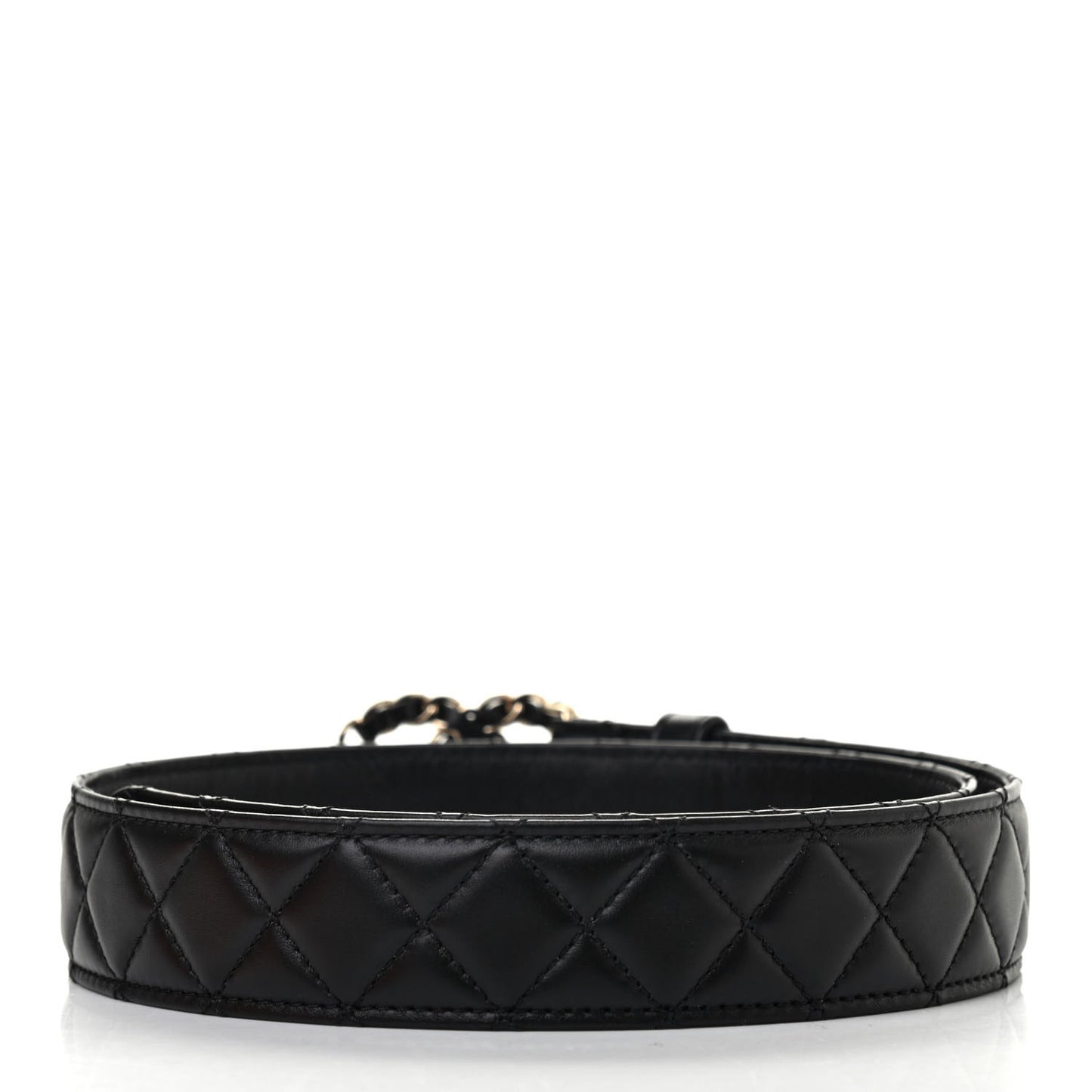 Calfskin Quilted CC Chain Belt 75 Black