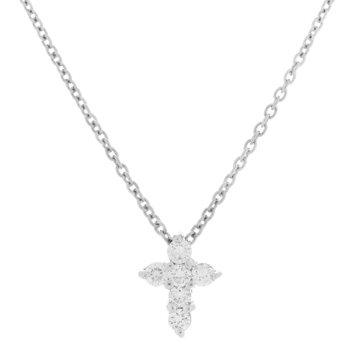 Roberto Coin 18K White Gold Diamond Tiny Treasures Baby Cross Pendant Necklace 4 of 5