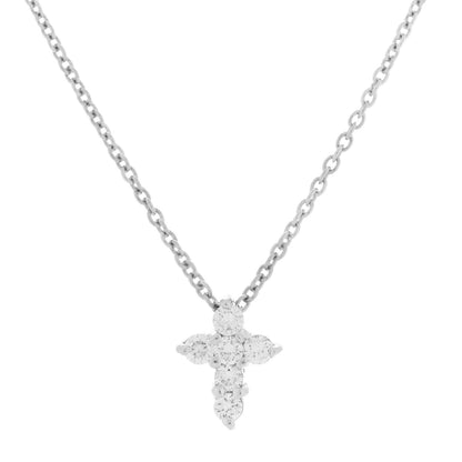 Roberto Coin 18K White Gold Diamond Tiny Treasures Baby Cross Pendant Necklace 4 of 5