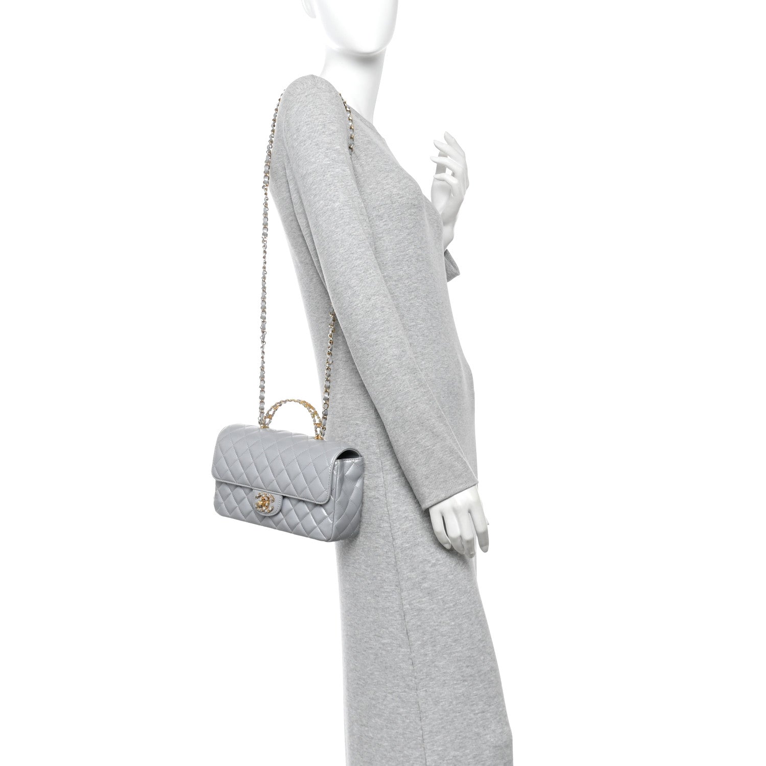 Chanel Metallic Lambskin Quilted Small Strass On Top Flap Silvery 2 of 11
