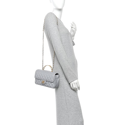 Chanel Metallic Lambskin Quilted Small Strass On Top Flap Silvery 2 of 11