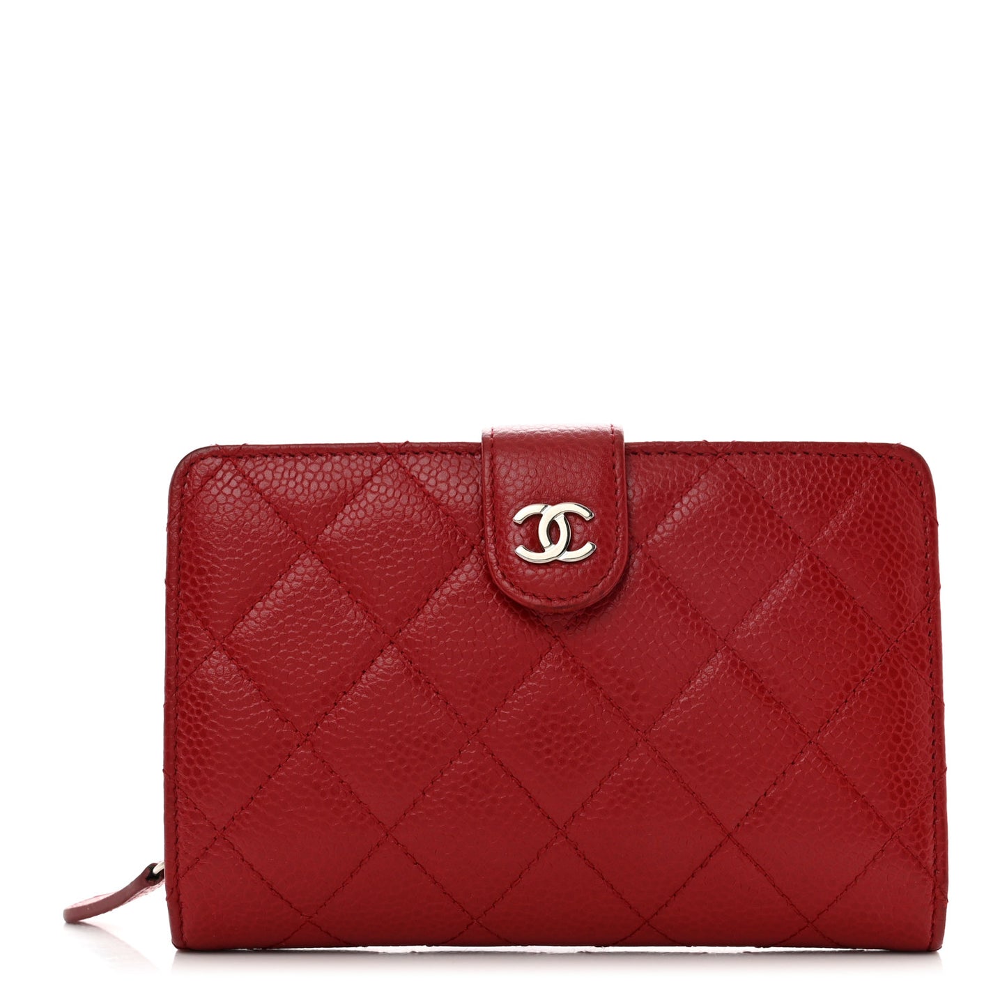 Caviar Quilted Zipped Pocket Wallet Red