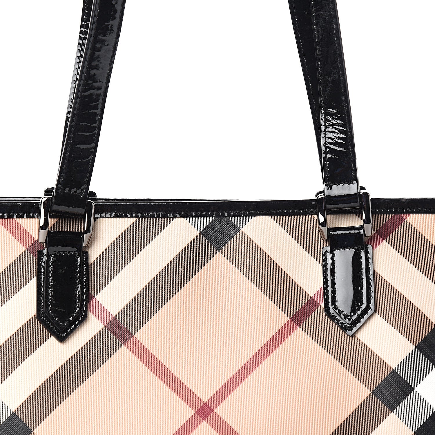 Burberry Patent Trim Nova Check Shopper Tote Black 11 of 11