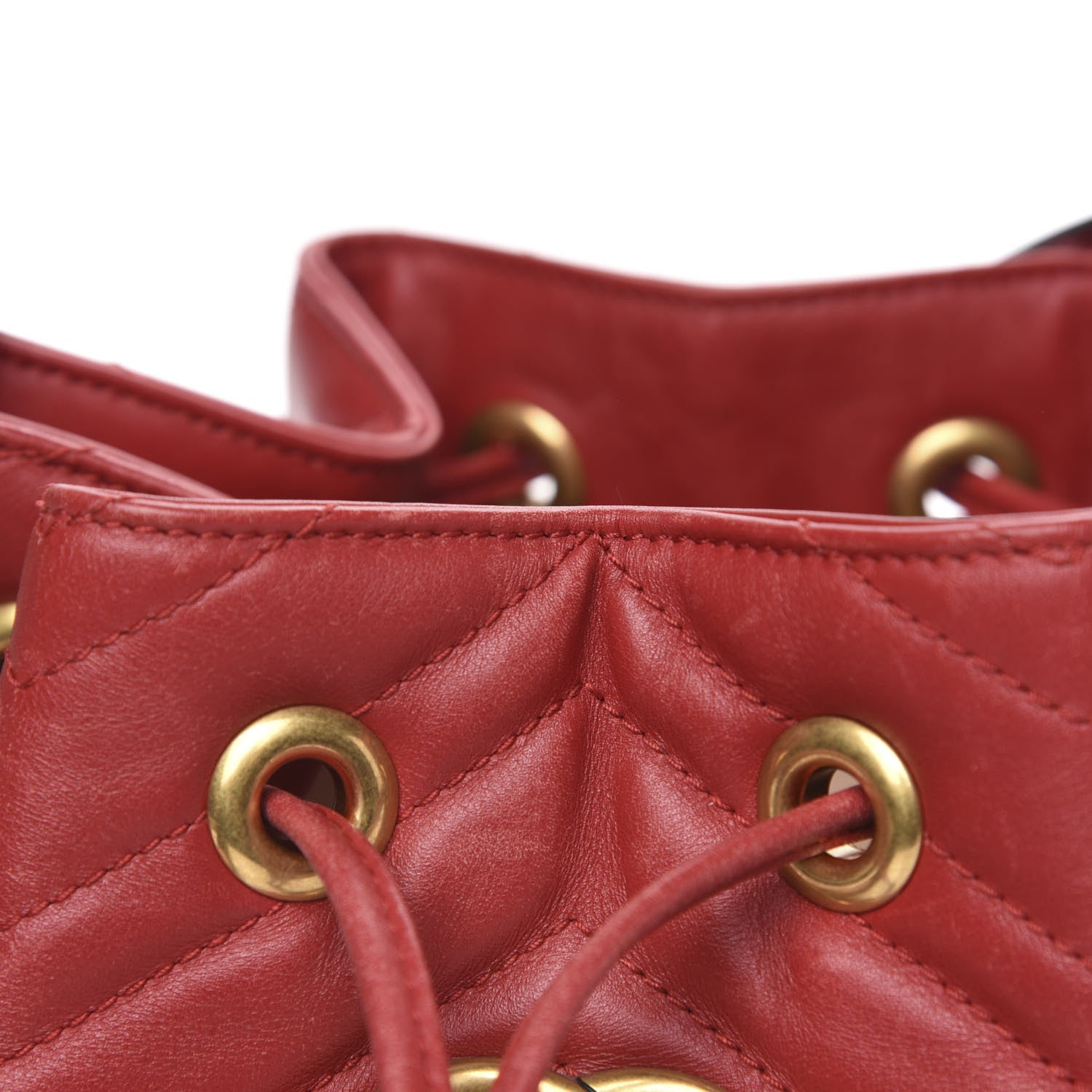 Gucci Calfskin Matelasse Sylvie Web GG Marmont Bucket Bag Hibiscus Red 9 of 15