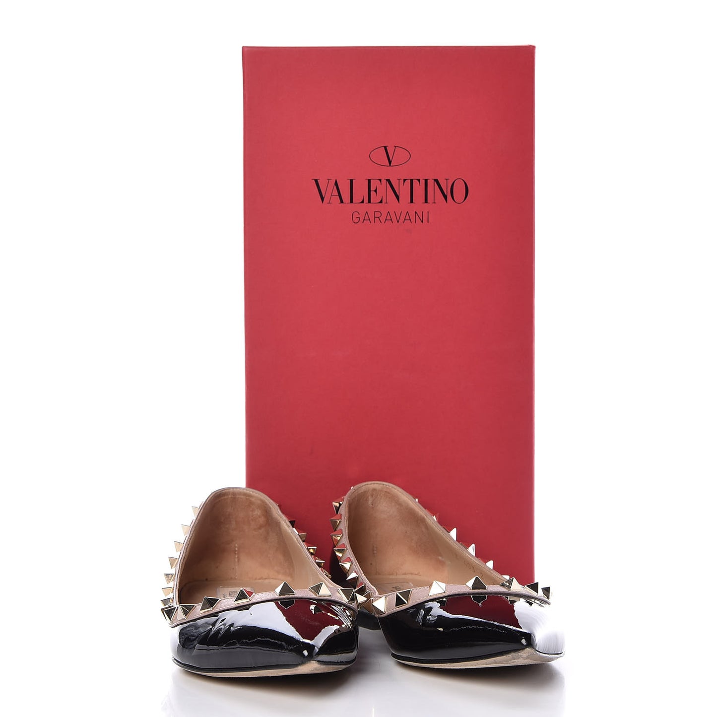 Patent Rockstud Ballerina Flats 36 Black Poudre