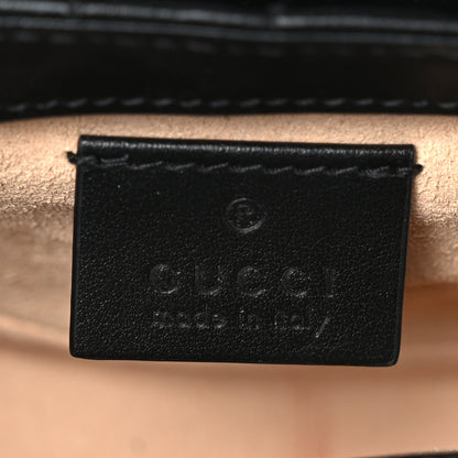Gucci Calfskin Matelasse Aria Super Mini GG Marmont Shoulder Bag Black 6 of 9