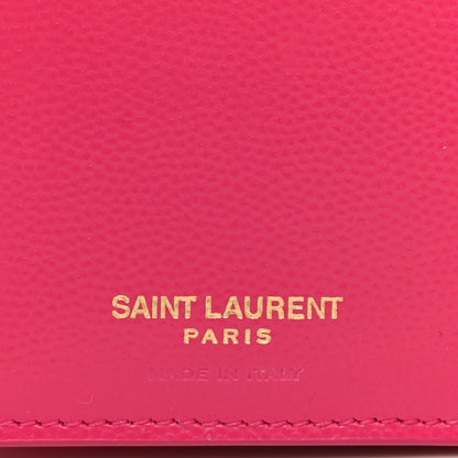 Saint Laurent Grain De Poudre Matelasse Chevron Monogram Compact Tri Fold Wallet Fuschia 6 of 13