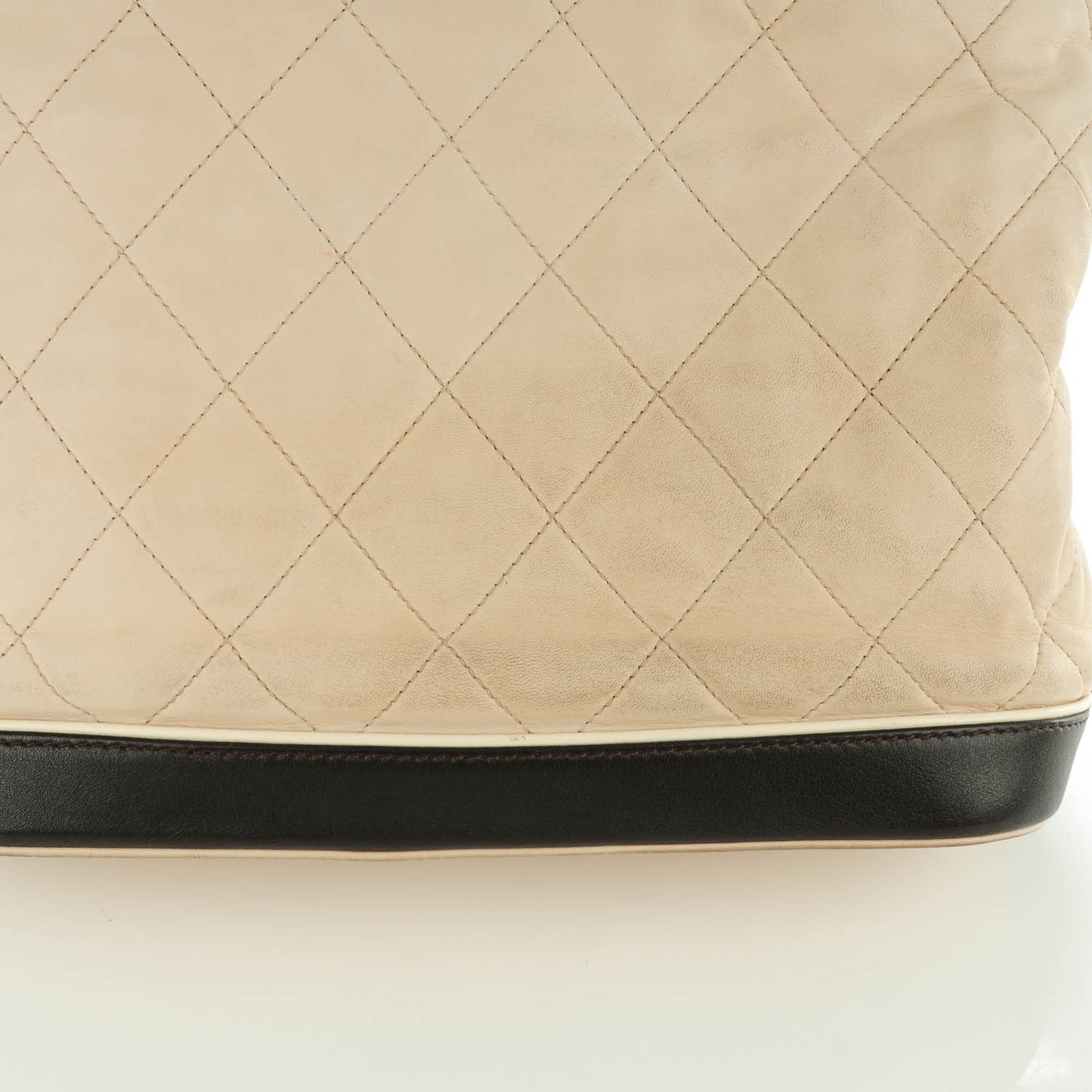 Lambskin Quilted Country Club Tote Beige Clair Brown