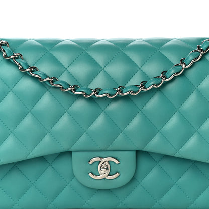 Chanel Lambskin Quilted Jumbo Double Flap Turquoise 8 of 15