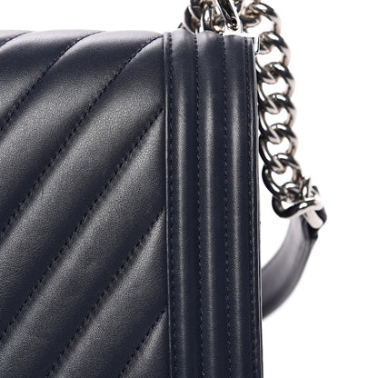 Chanel Lambskin Chevron Quilted New Medium Boy Flap Dark Navy Blue 12 of 18