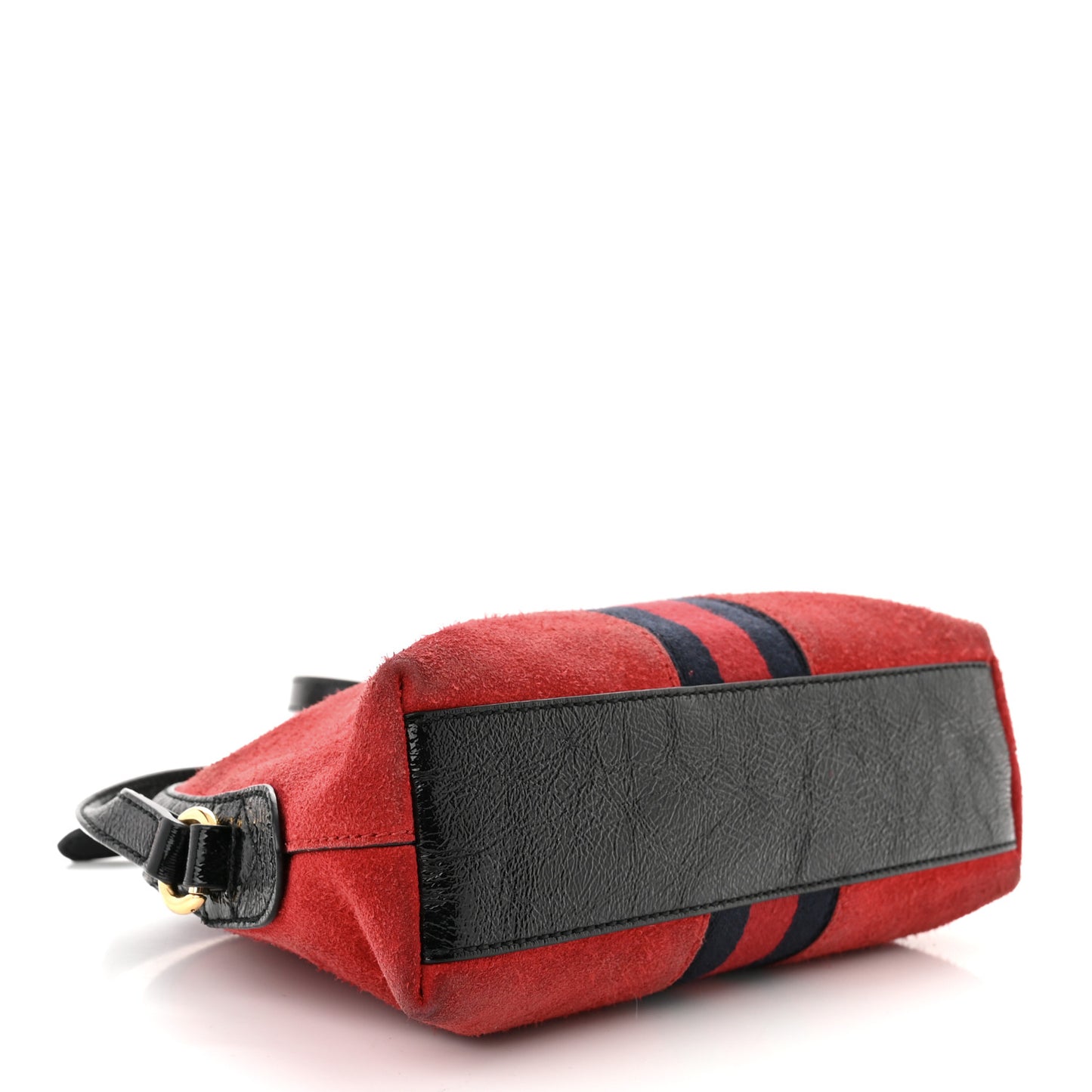 Suede Patent Web GG Small Ophidia Dome Shoulder Bag Hibiscus Red