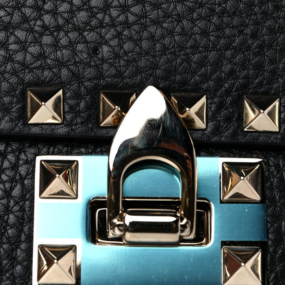 Valentino Garavani Grainy Calfskin Rockstud Double Flap Crossbody Bag Black 17 of 18
