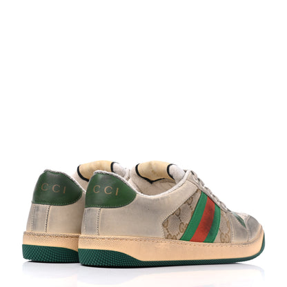 Gucci GG Monogram Nubuck Web Womens Screener Sneakers 39 New Sand Dusty Milk Vintage Green 4 of 9
