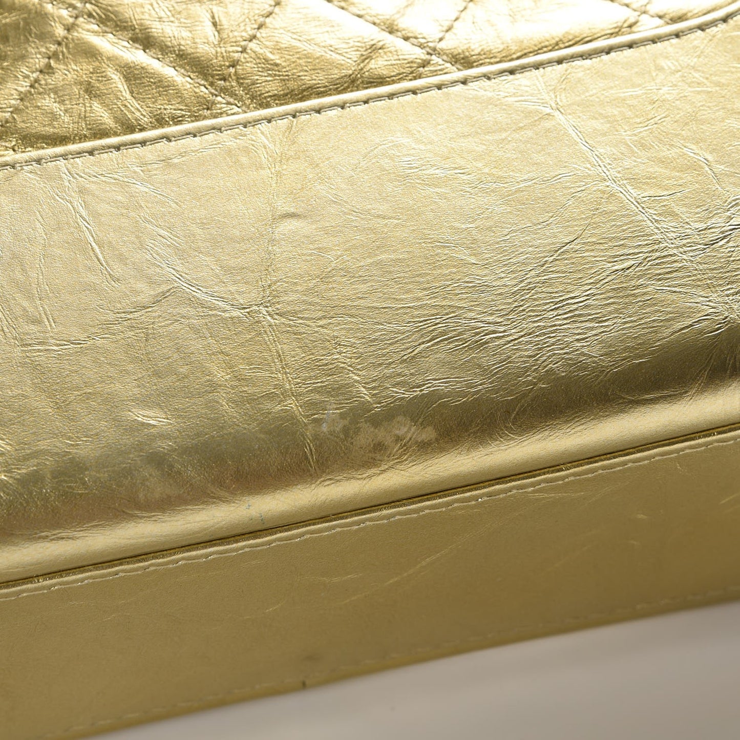 Metallic Aged Calfskin Quilted Medium Gabrielle Gold