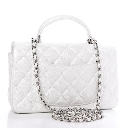 Chanel Iridescent Caviar Quilted Mini Top Handle Rectangular Flap White 3 of 10