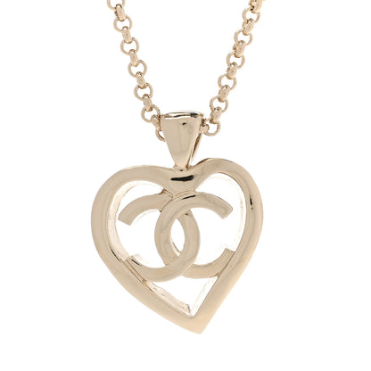 Chanel Metal CC Heart Coco Pendant Necklace Gold 4 of 7