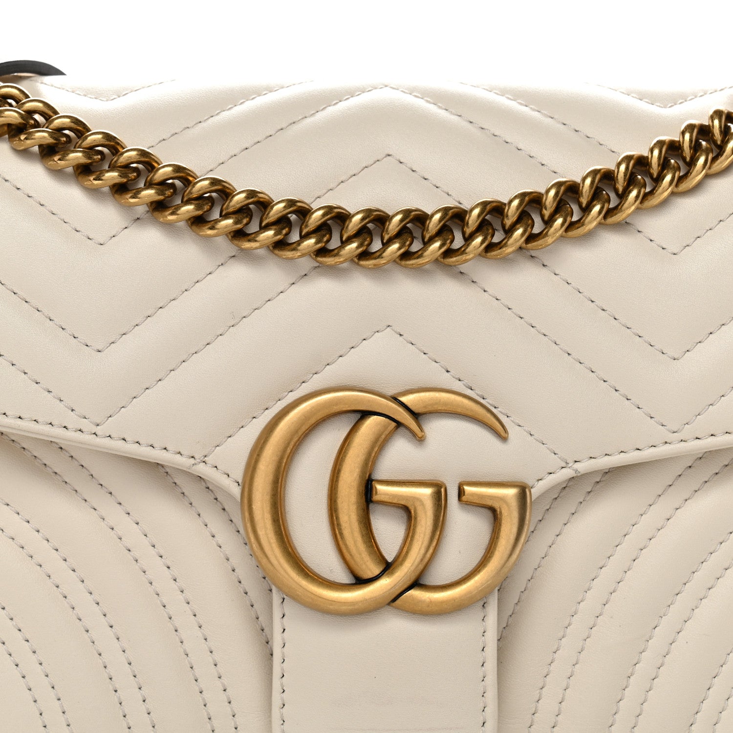 Gucci Calfskin Matelasse Small GG Marmont Shoulder Bag White 8 of 11