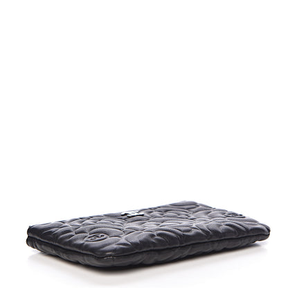 Chanel Goatskin Camellia Embossed Cosmetic Pouch Black 4 of 9