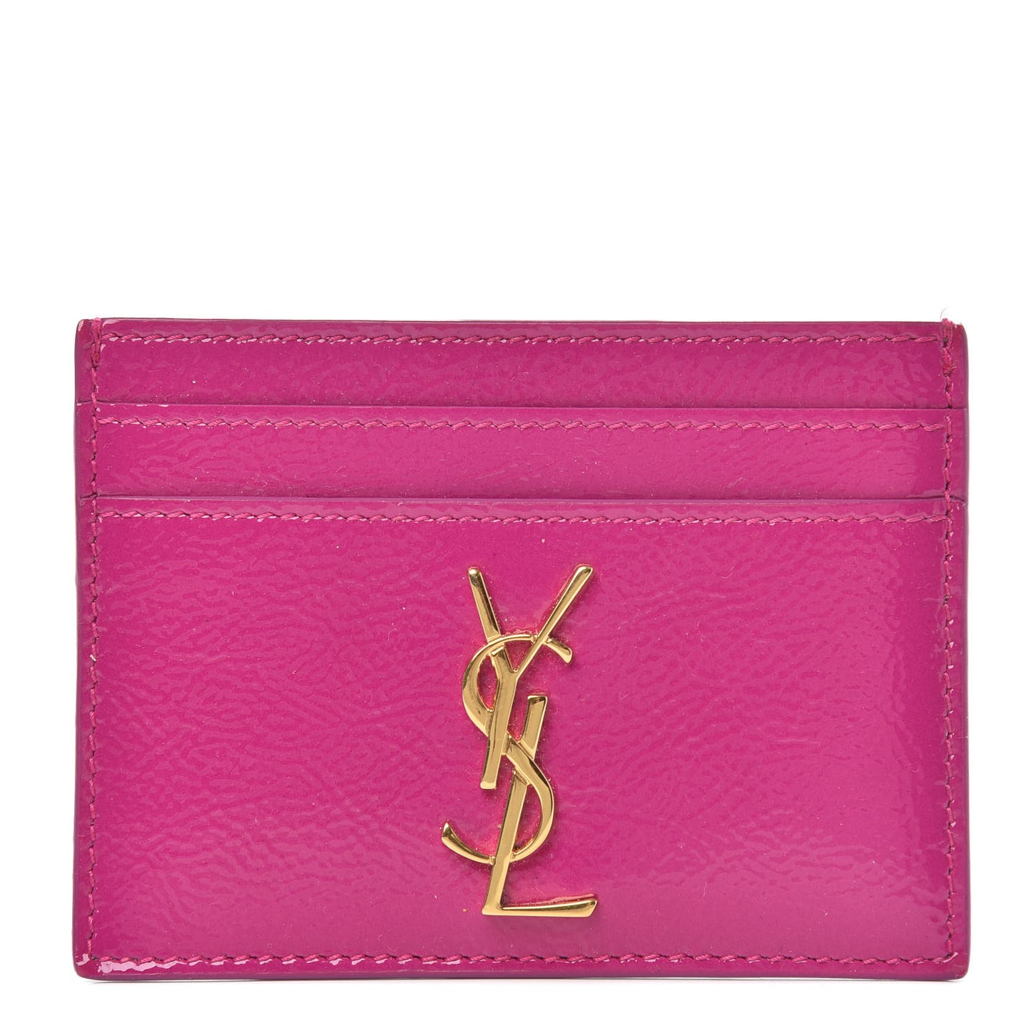 Textured Patent Card Case Electric Pink