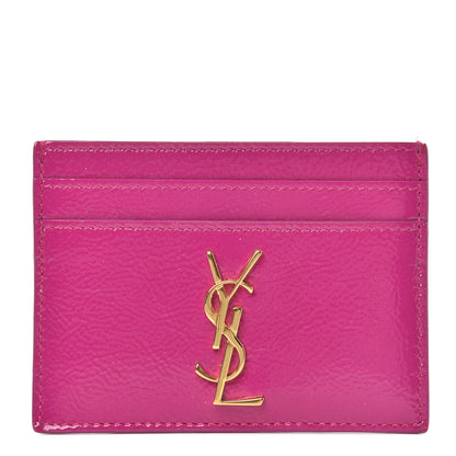 Saint Laurent Textured Patent Card Case Electric Pink 1 of 6