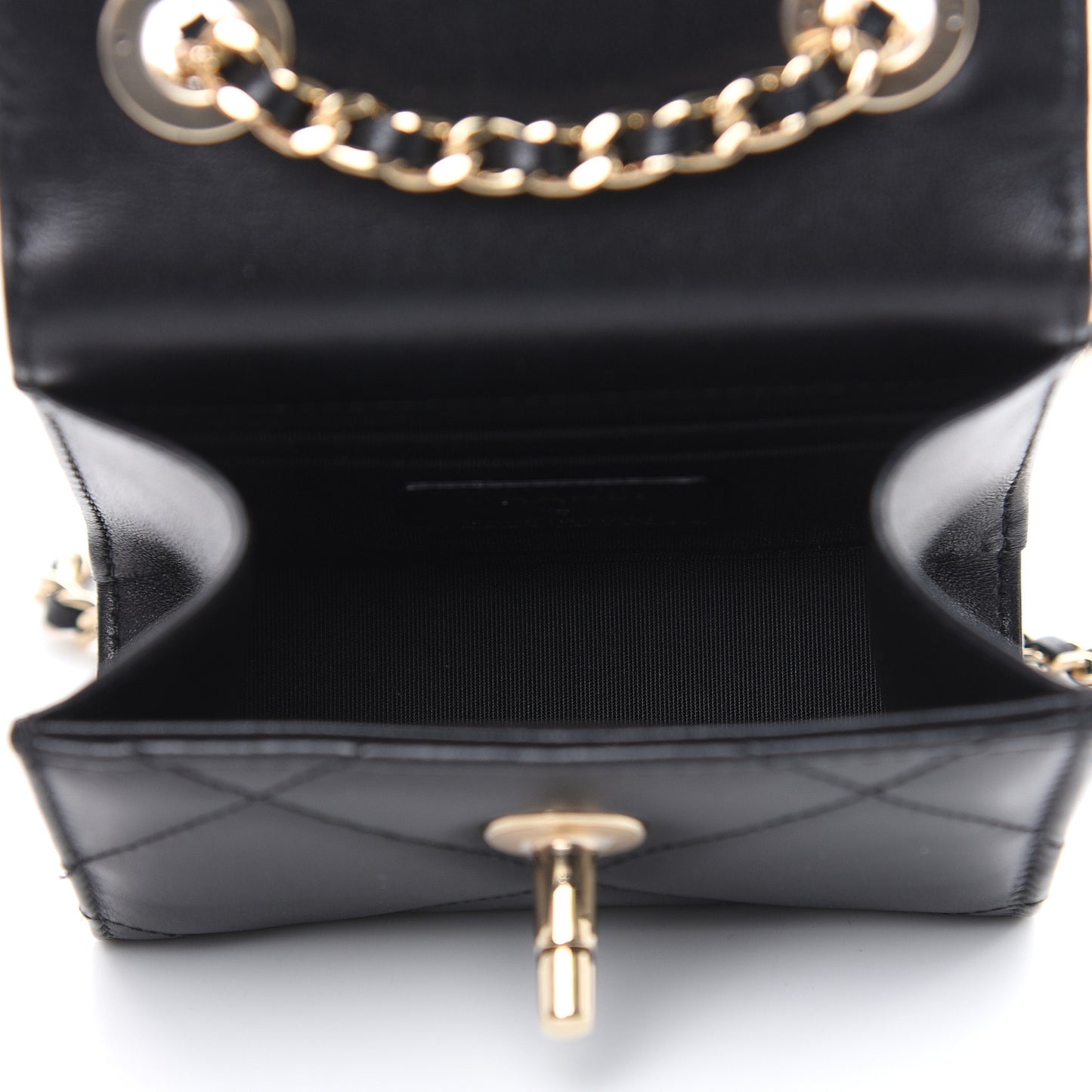 Lambskin Quilted Mini Trendy CC Chain Wallet Black
