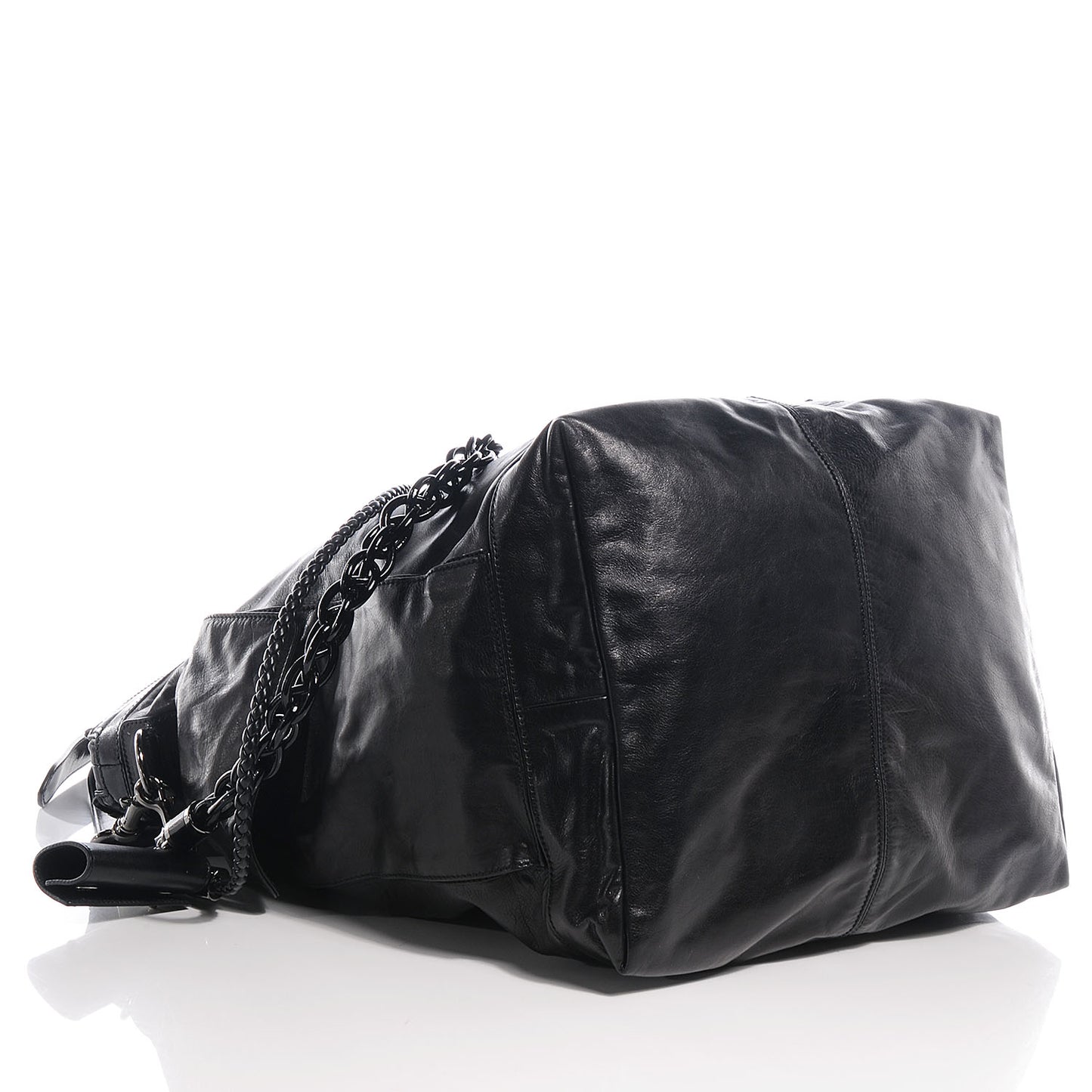 Mens Leather Large Crest Trademark Tote Black