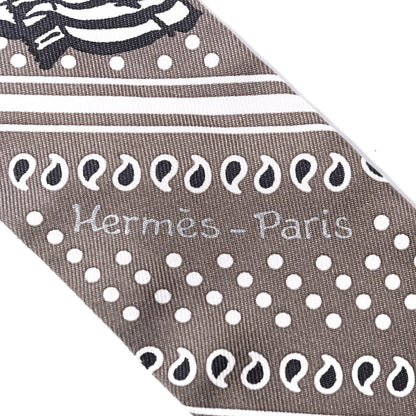 Hermes Silk Les Zebres Twilly Gris Taupe Black White 4 of 4