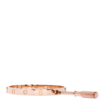 Cartier 18K Pink Gold 4 Diamond LOVE Bracelet 18 3 of 6