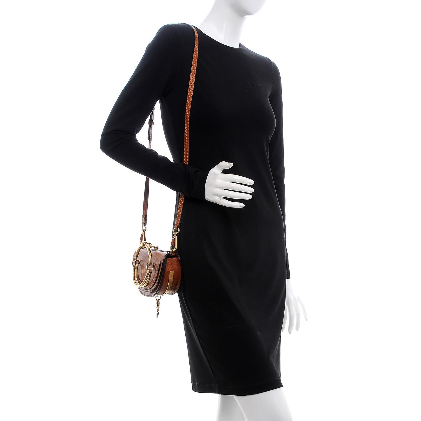 Calfskin Small Nile Bracelet Minaudiere Bag Caramel