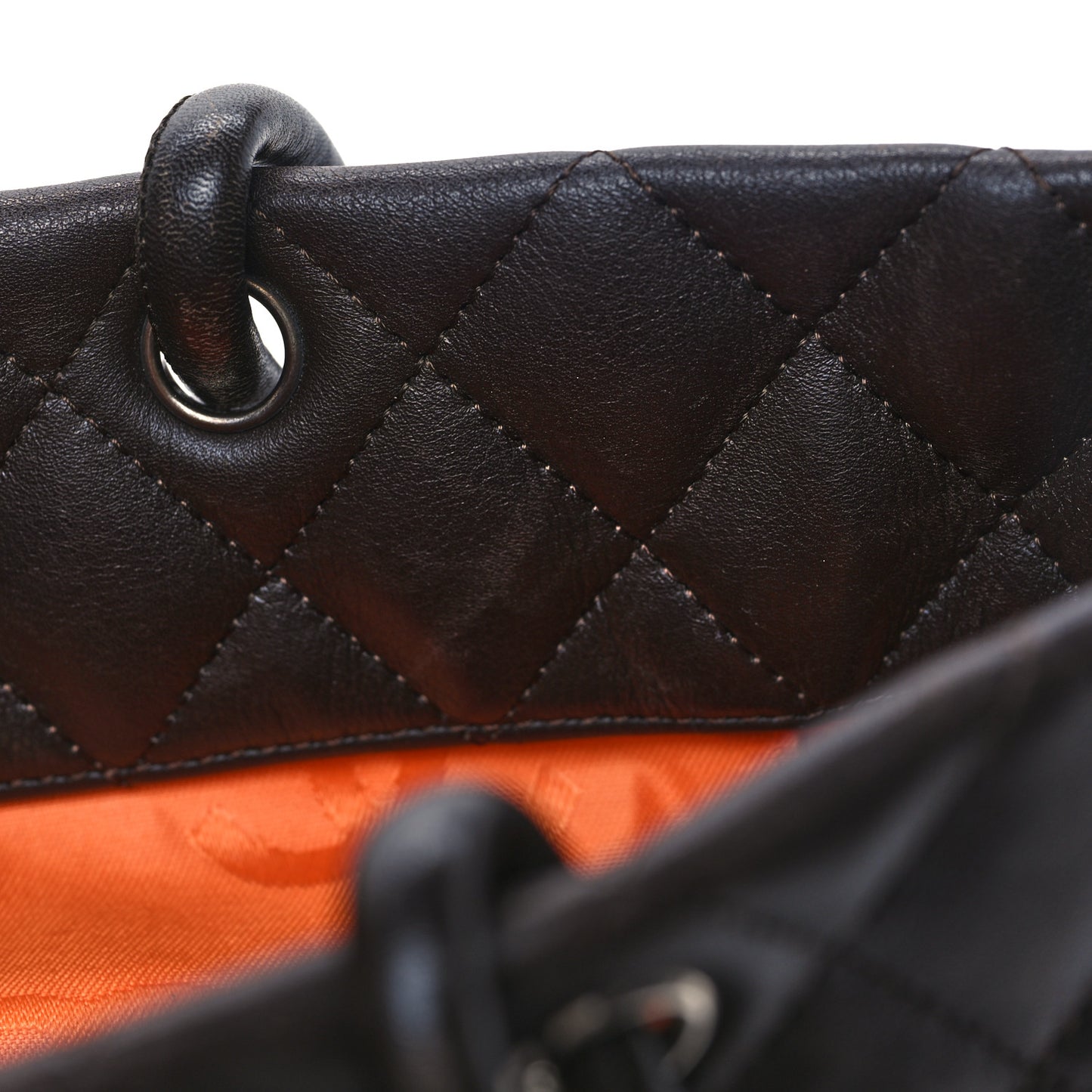 Calfskin Quilted Medium Cambon Tote Brown Beige