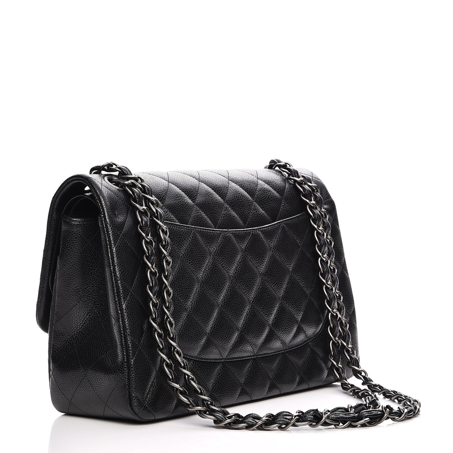 Caviar Quilted Jumbo Double Flap Black