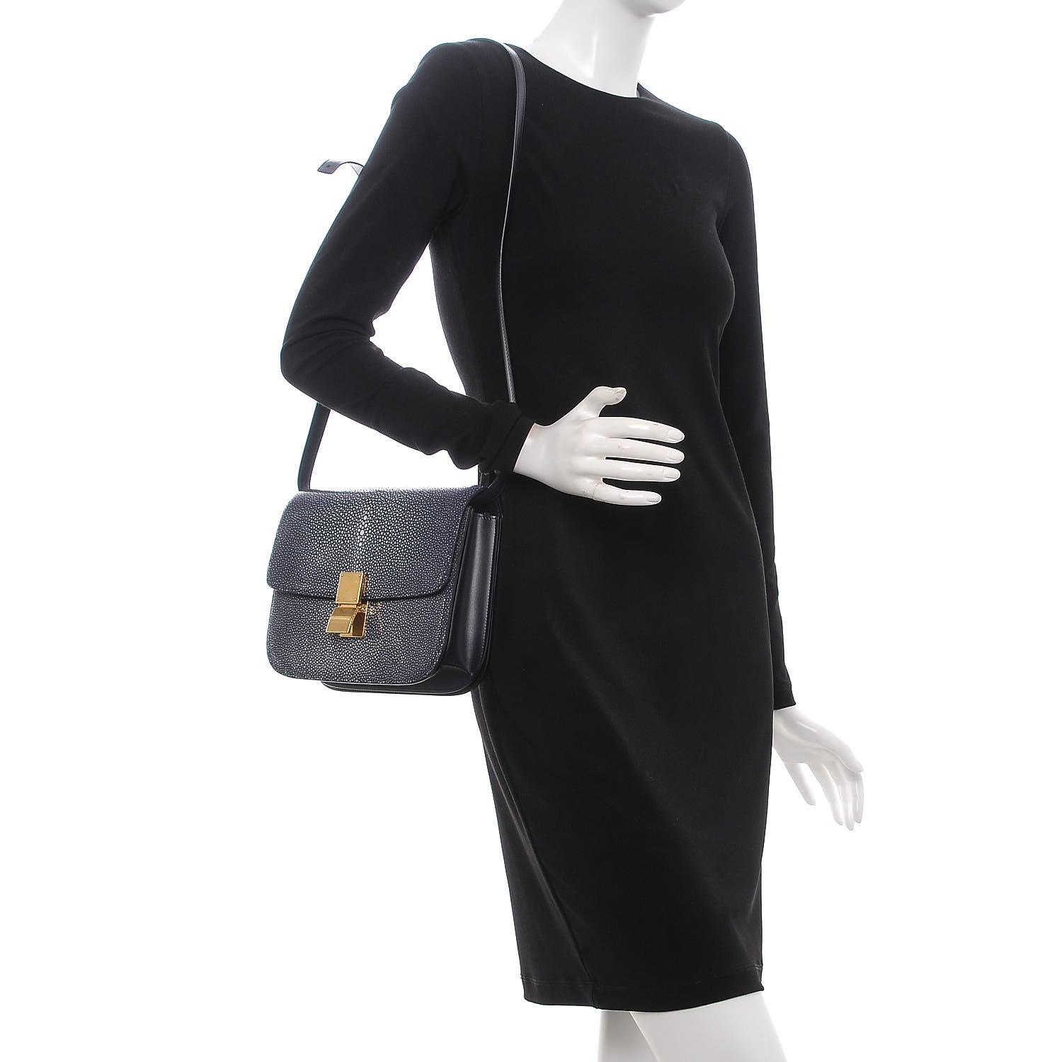 Celine Stingray Medium Classic Box Flap Bag Navy 2 of 7