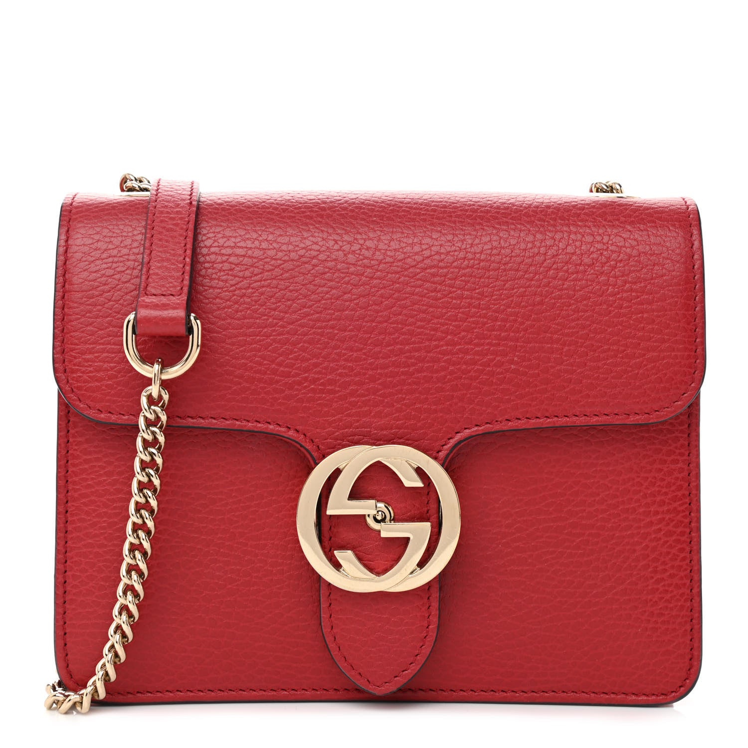 Gucci Dollar Calfskin Small Interlocking G Shoulder Bag Red 1 of 8