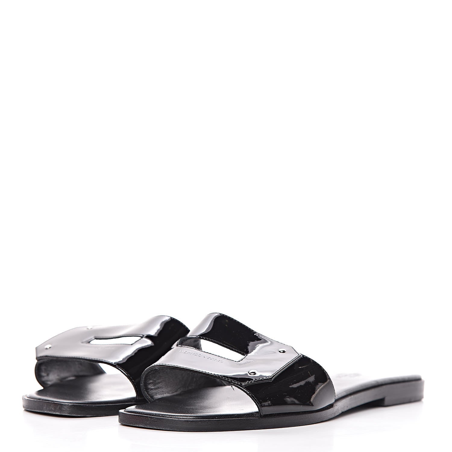 Hermes Patent View Sandals 37.5 Black 3 of 13