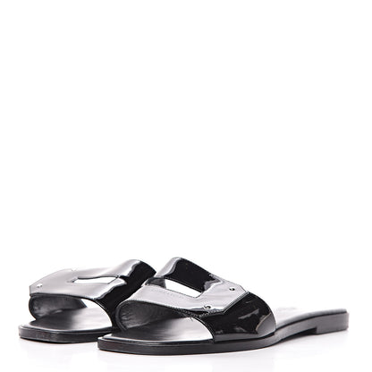 Hermes Patent View Sandals 37.5 Black 3 of 13