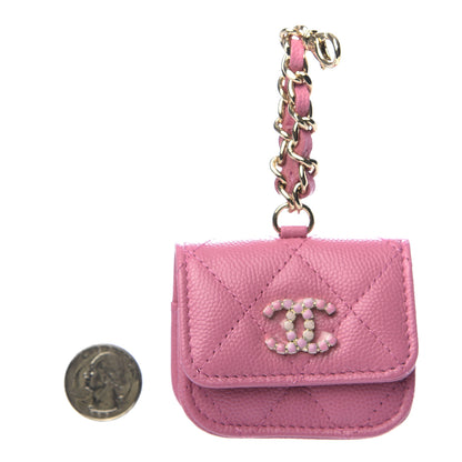 Chanel Caviar Quilted Crystal CC Airpods Pro Case Pink 2 of 5
