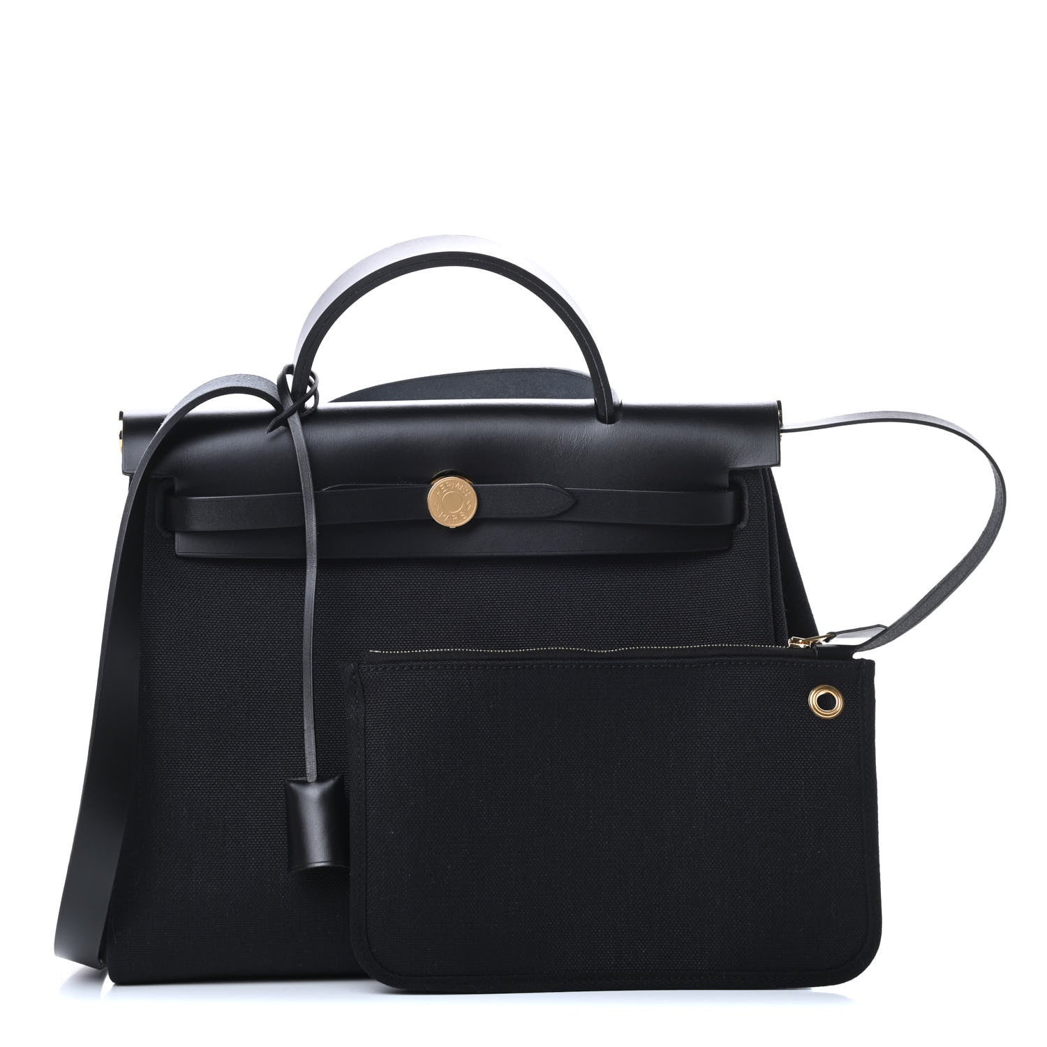 Hermes Military Toile Vache Hunter Herbag Zip PM 31 Black 1 of 12