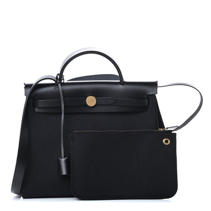 Hermes Military Toile Vache Hunter Herbag Zip PM 31 Black 1 of 12