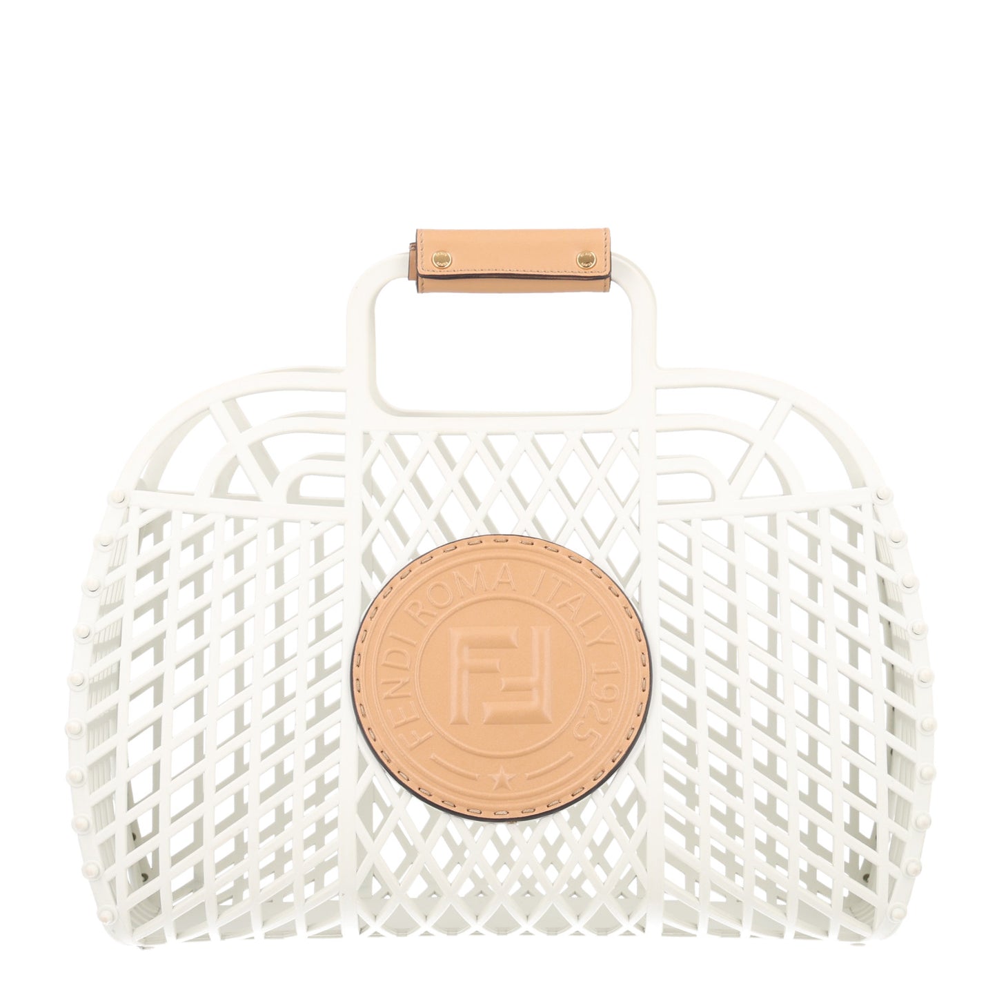 Recycled Plastic Vitello Liberty Matte Medium Fendi Basket White Ice Miele Scuro