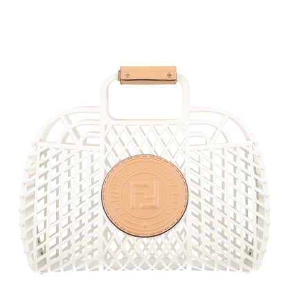 Fendi Recycled Plastic Vitello Liberty Matte Medium Fendi Basket White Ice Miele Scuro 1 of 10