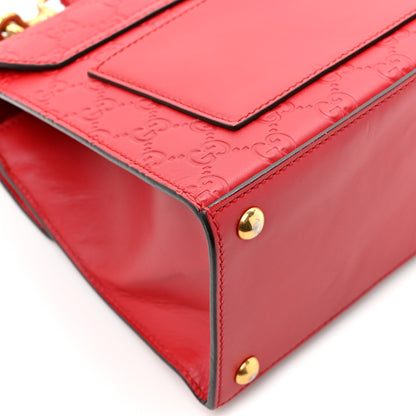 Gucci Guccissima Signature Small Padlock Top Handle Bag Hibiscus Red 12 of 17