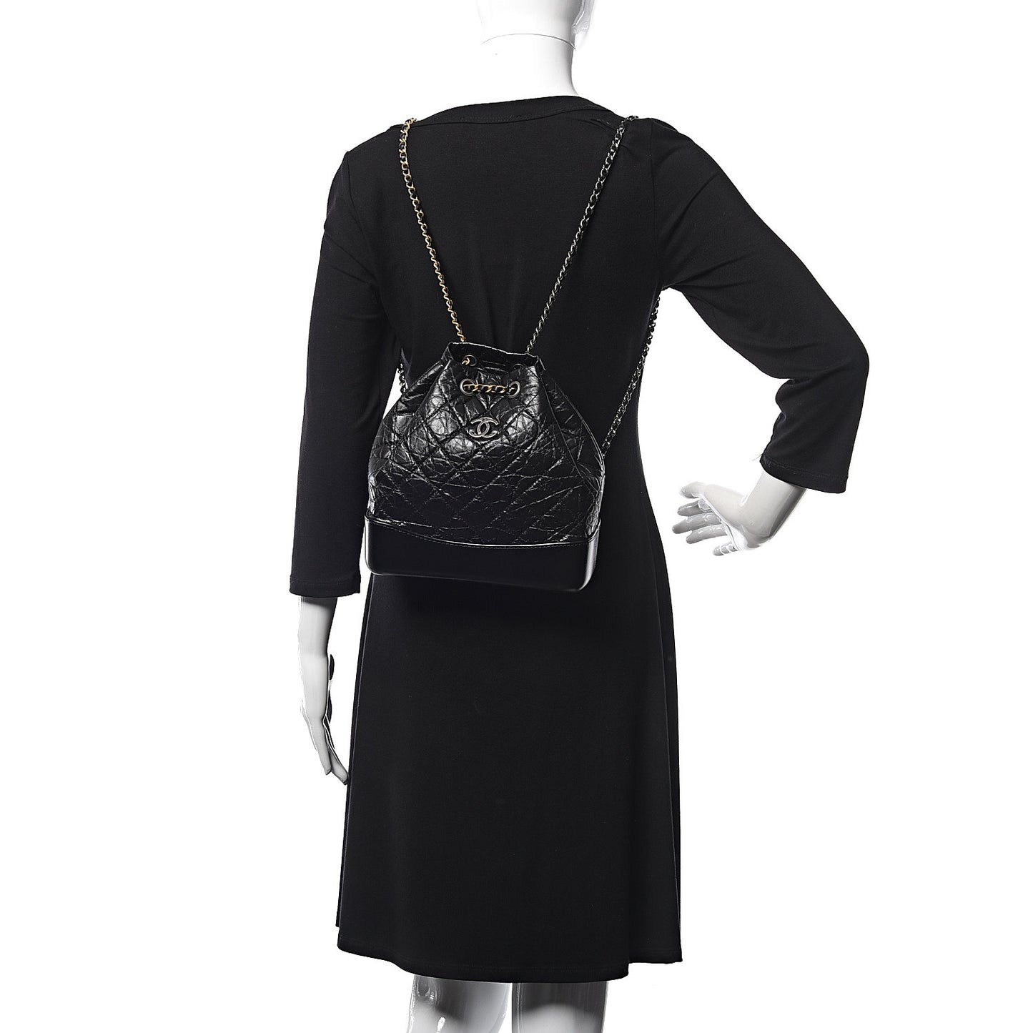 Aged Calfskin Quilted Small Gabrielle Backpack Black