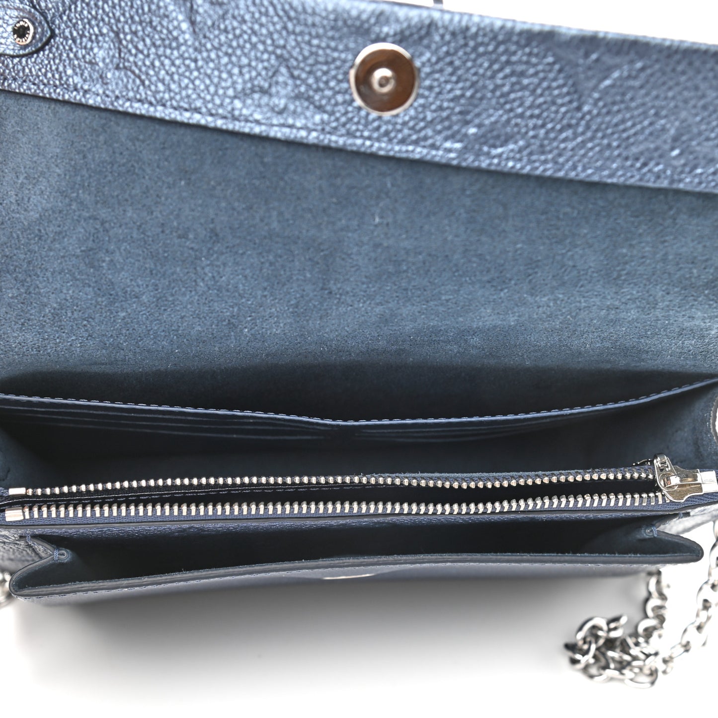 Metalli Empreinte Monogram Vavin Chain Wallet Navy Nacre