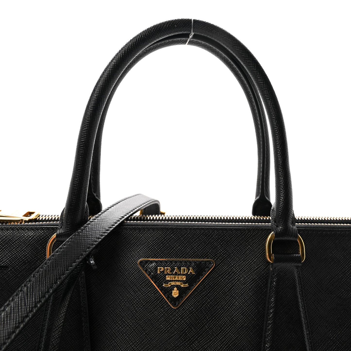 Saffiano Medium Galleria Double Zip Tote Black