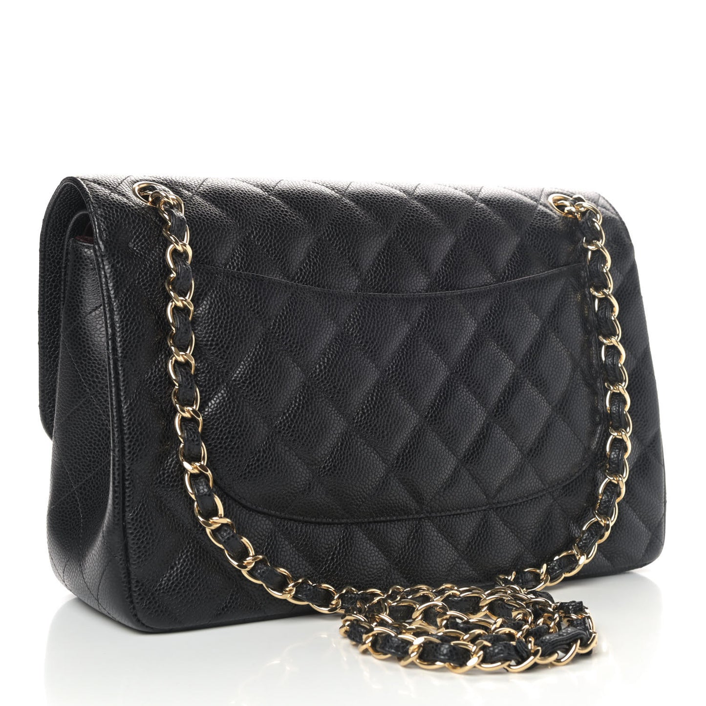 Caviar Quilted Jumbo Double Flap Black