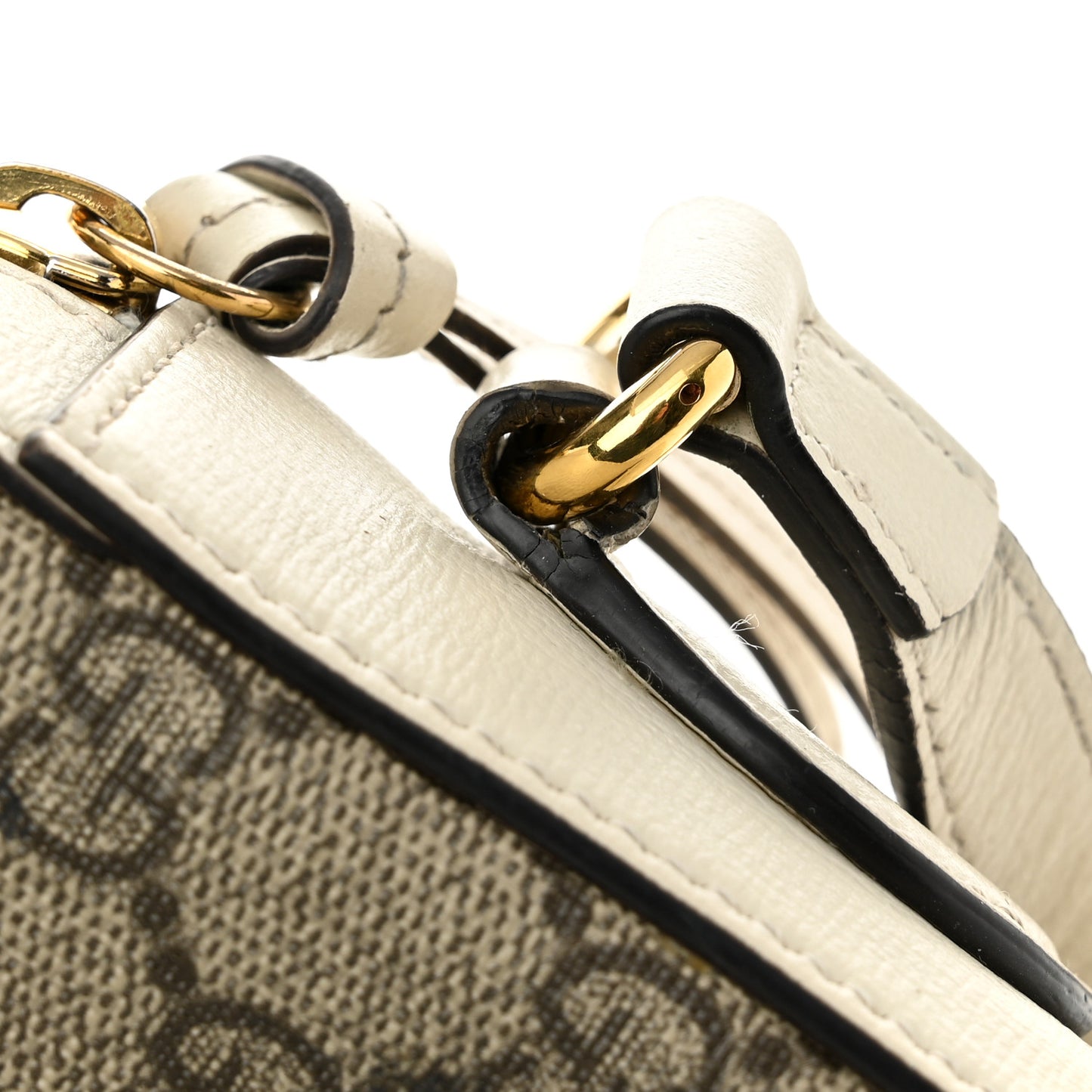 GG Supreme Monogram Small Horsebit 1955 Shoulder Bag Beige Mystic White