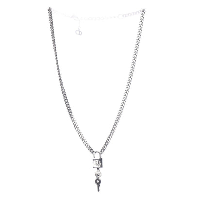 Christian Dior Metal Lock and Key Necklace Silver 3 of 7