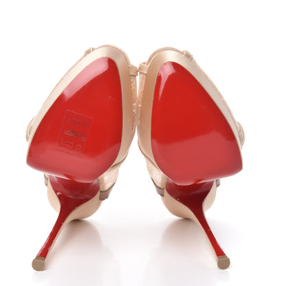Christian Louboutin Satin Lace Chantilly Guiptik 150 Pumps 36 Nude 5 of 7