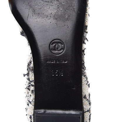 Chanel Tweed CC Elastic Cap Toe Ballerina Flats 35.5 Ecru Black Argent 6 of 9